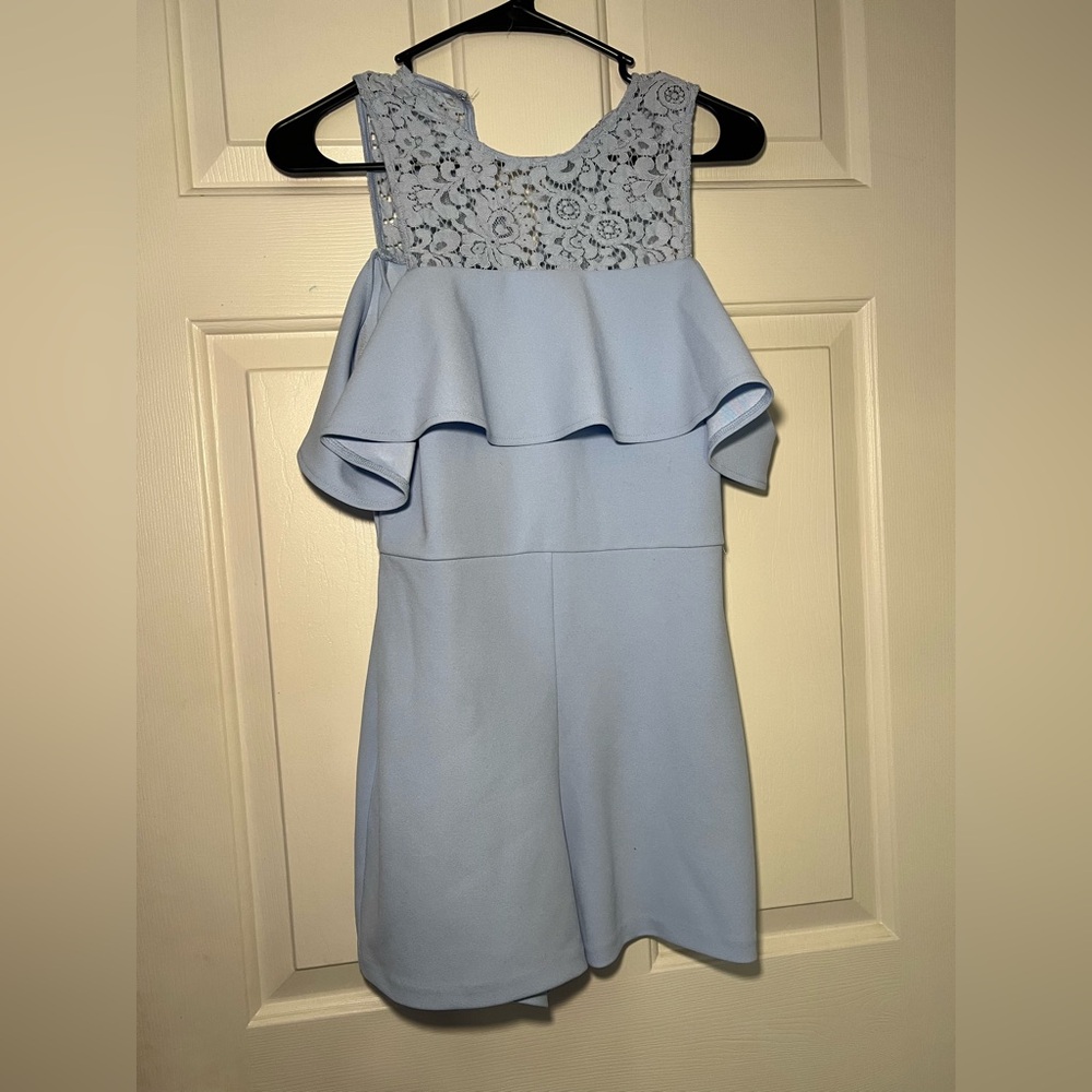 Light Blue Lace Overlay Romper